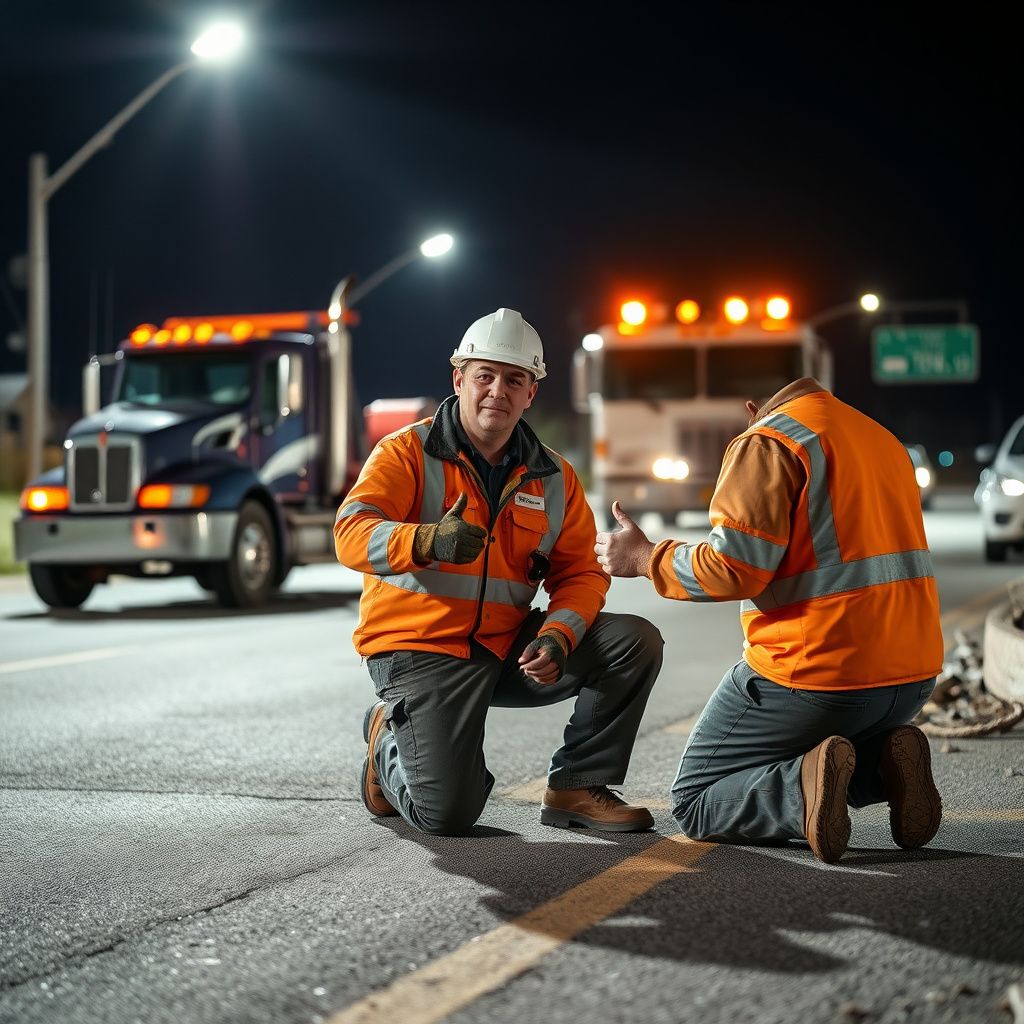 A clean, professional flatbed tow truck operator securing a passenger vehicle for transport in Canton.