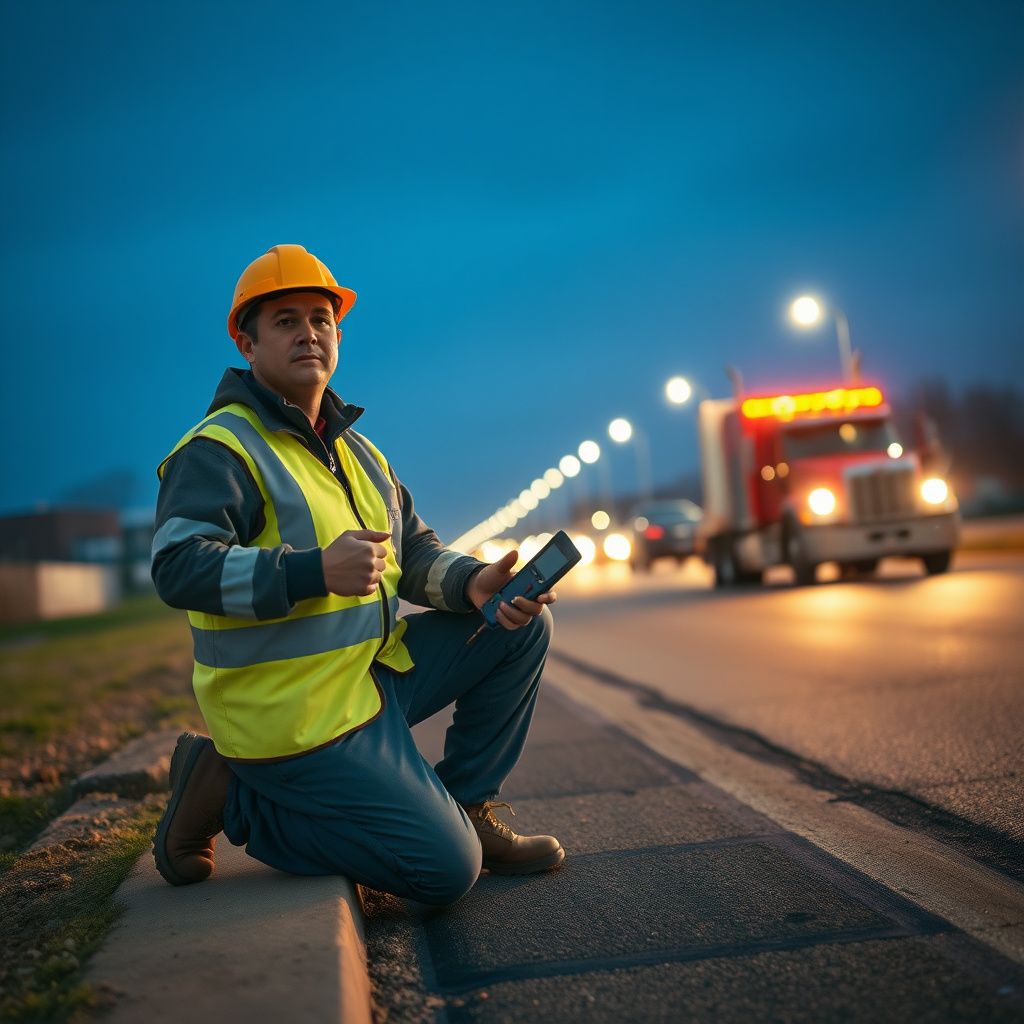 A professional tow truck operator securing a car onto a flatbed tow truck safely in Norton, Ohio