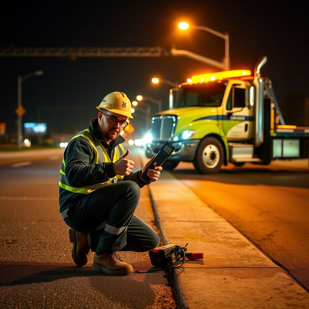 A close-up of a tow truck winch cable being prepared for a safe vehicle recovery in Green, Ohio.